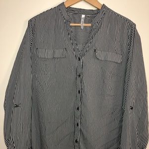 NY Collection Women’s Button Down Striped Blouse